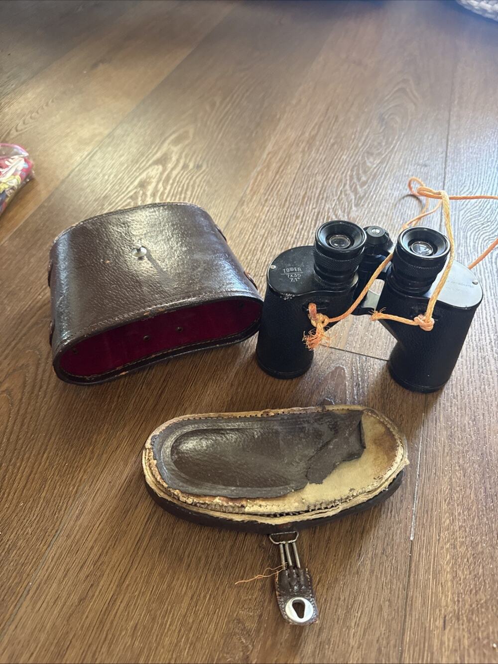 Vintage Tower 7x35 Binoculars 7.1 Hard Coated Optics Sears Japan w Leather Case
